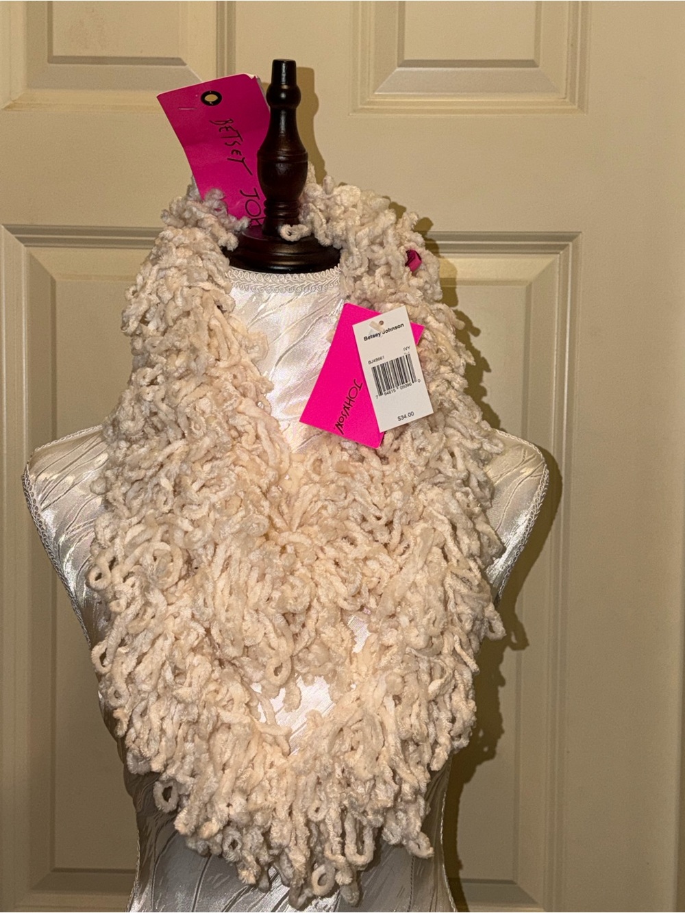 Betsy Johnson Handmade Cream Loop Knit Infinity Scarf
